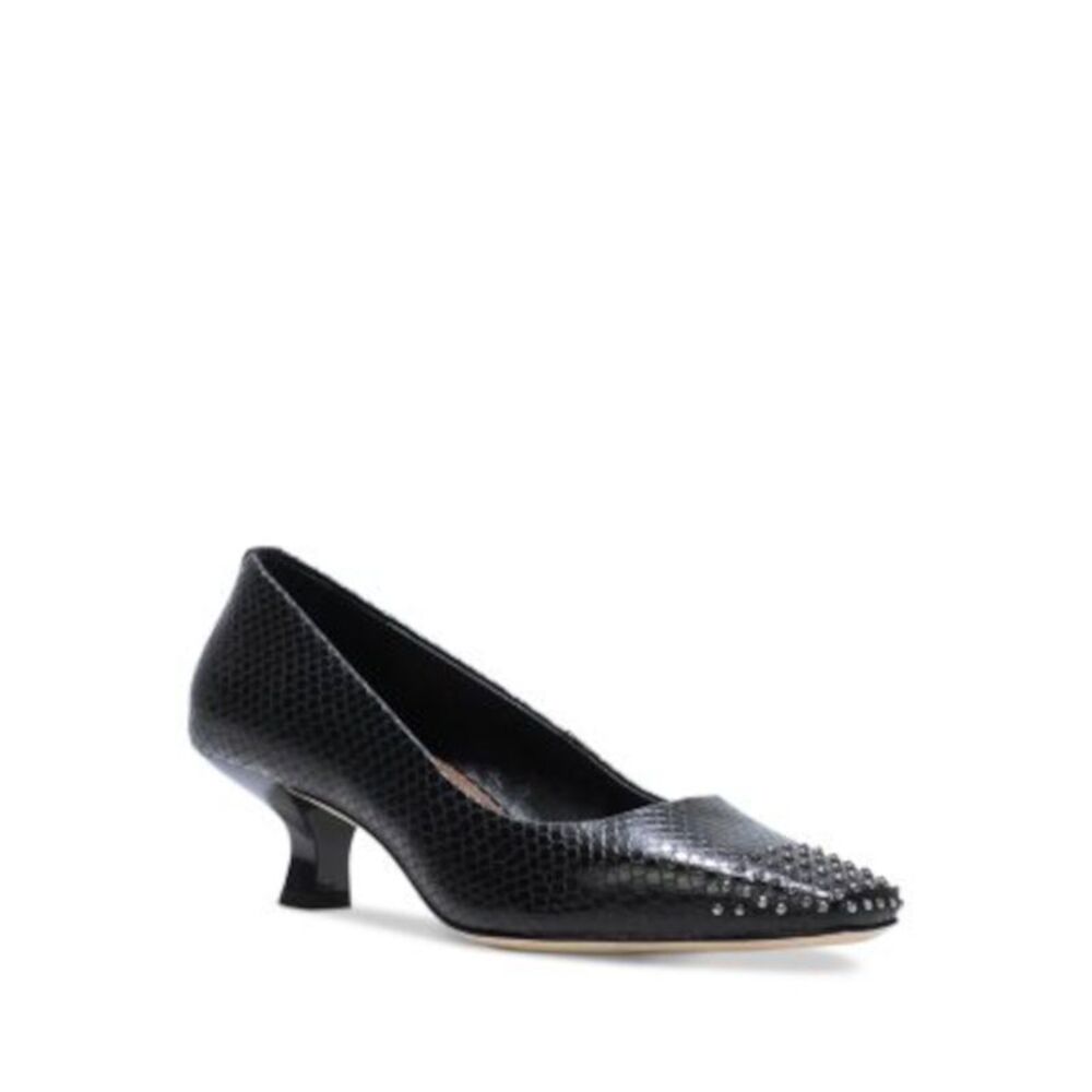 DONALD PLINER Womens Black Snake Cristine Slip On Leather Pumps Shoes 6
